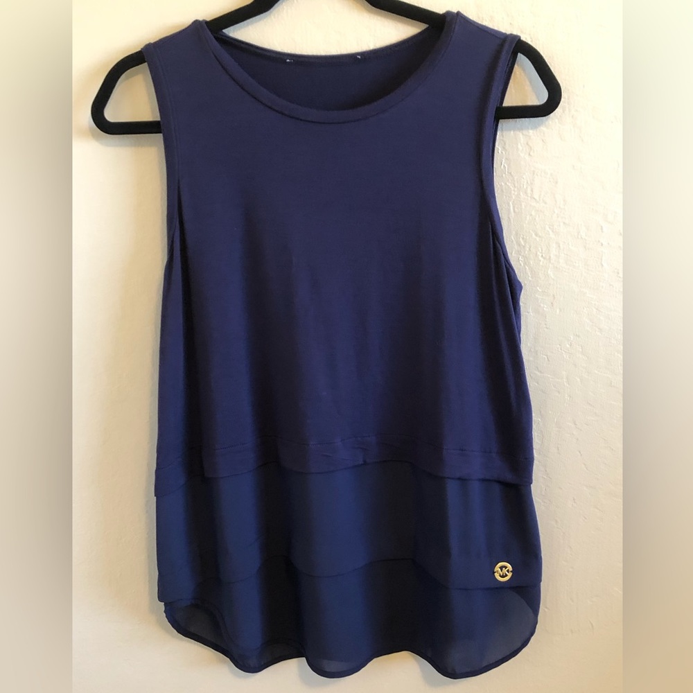 MICHAEL KORS Chiffon Sleeveless blouse Navy Blue No Tag Measures SZ. Medium